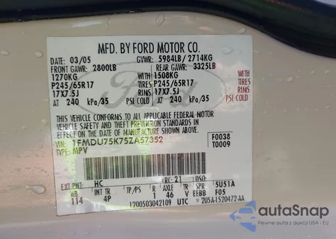 2005 Ford Explorer Limited from USA, damaged, VIN 1FMDU75K75ZA57352